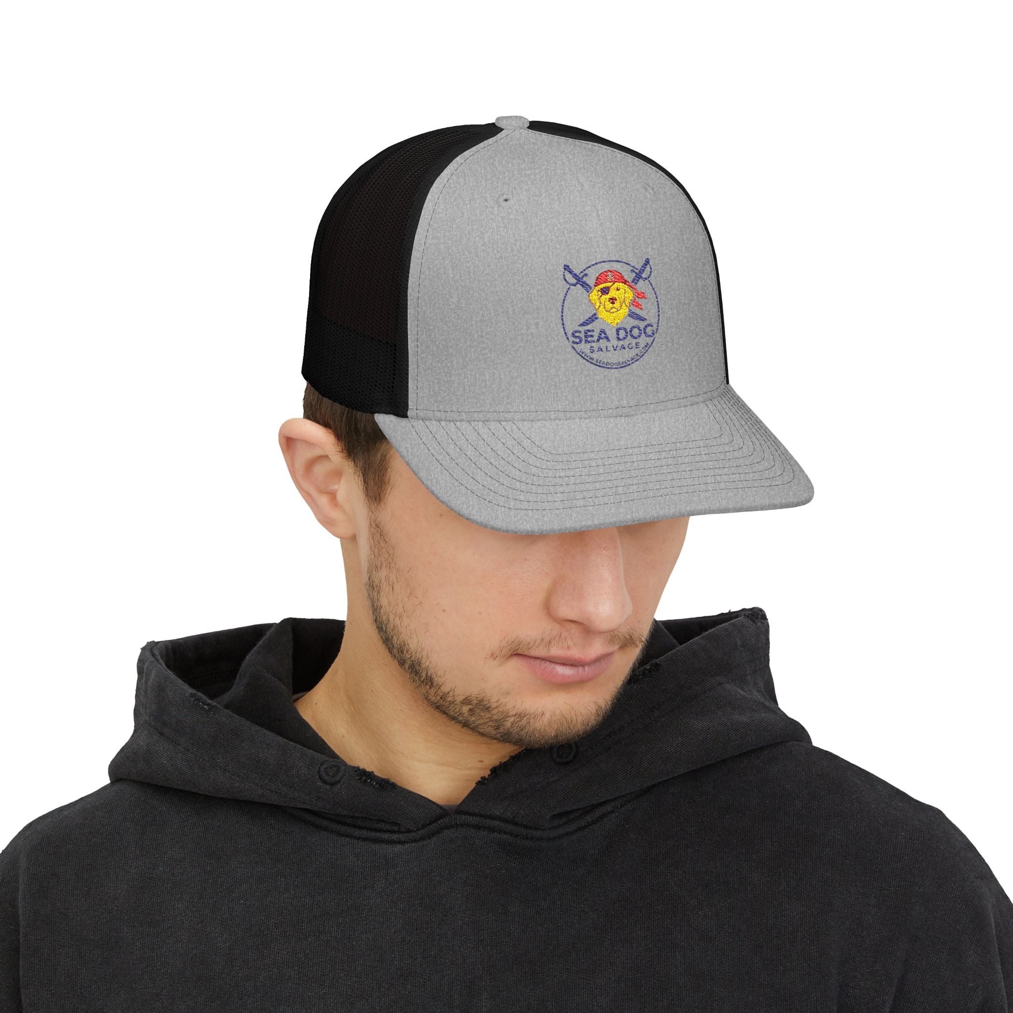 Sea Dog Trucker Cap - Embroidered Nautical Snapback Hat