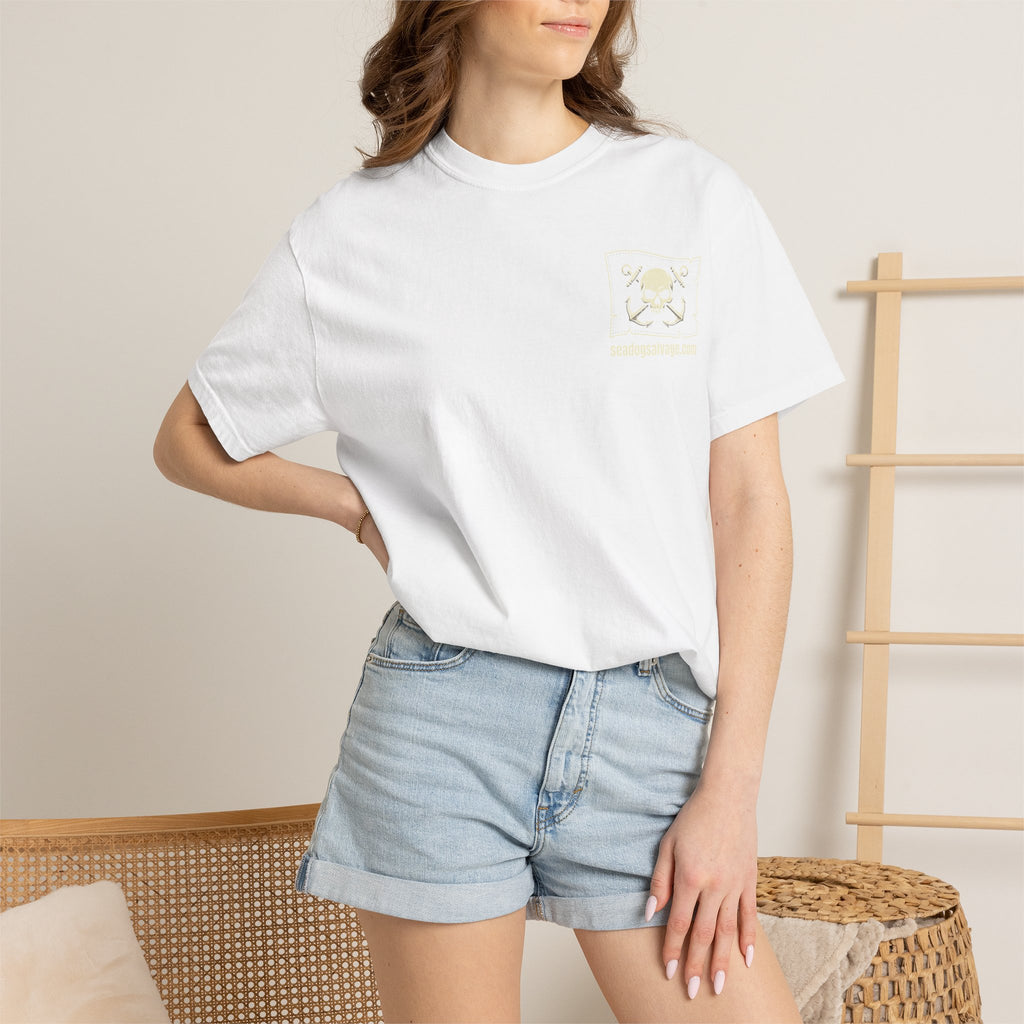 Sailor Skull Graphic T-Shirt — 'Mean Dog Sailing' Vintage Nautical Tee