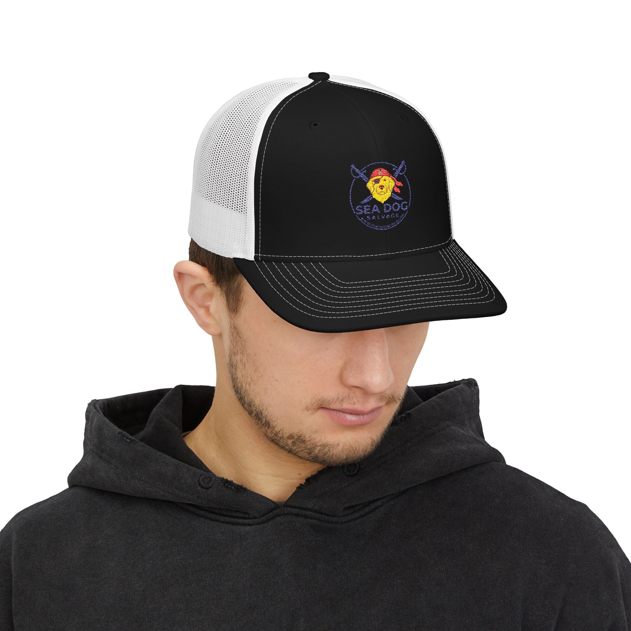 Sea Dog Trucker Cap - Embroidered Nautical Snapback Hat