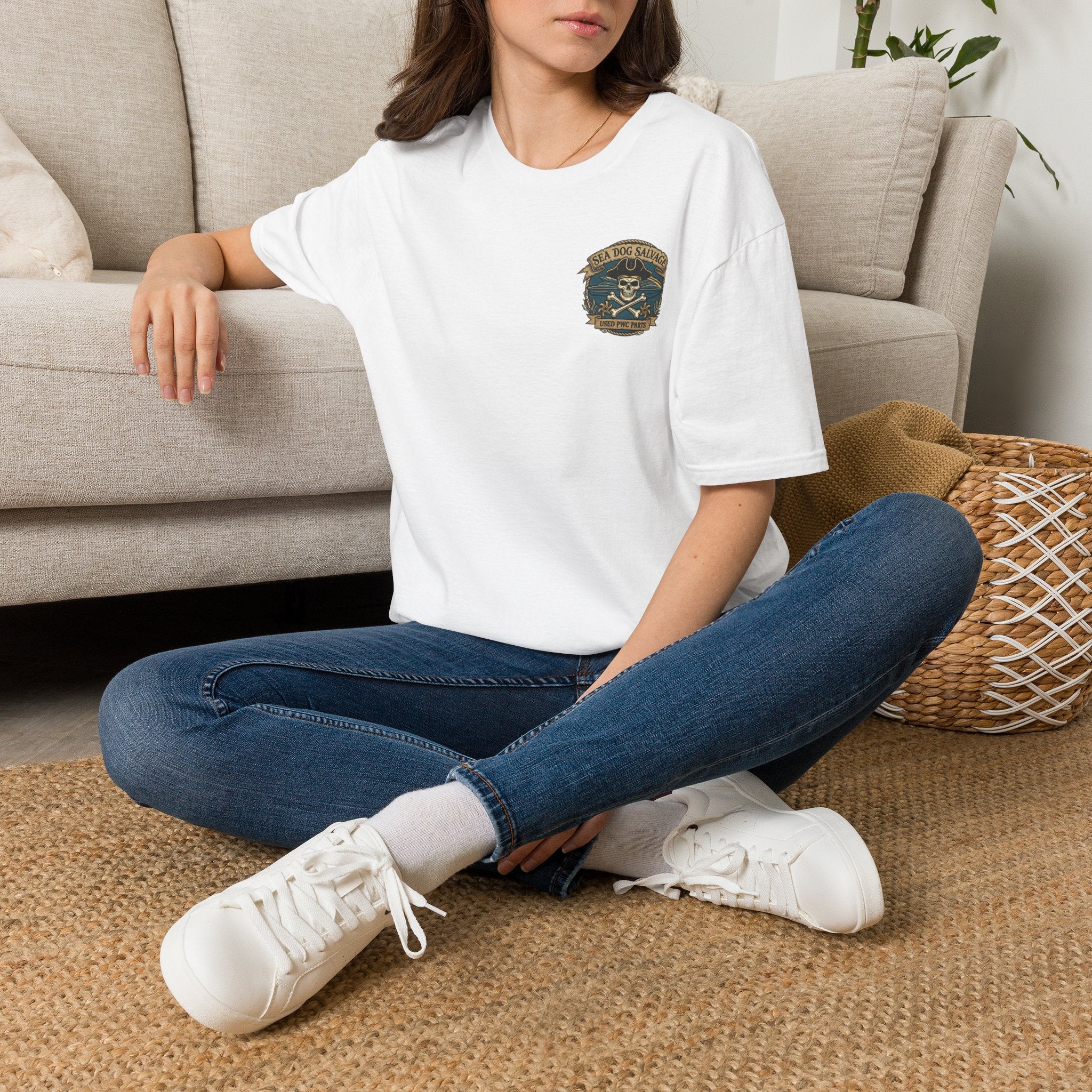 Sea Dog Salvage Vintage Skull T-Shirt — Nautical Boat Crew Tee