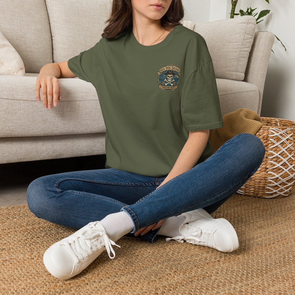 Sea Dog Salvage Vintage Skull T-Shirt — Nautical Boat Crew Tee