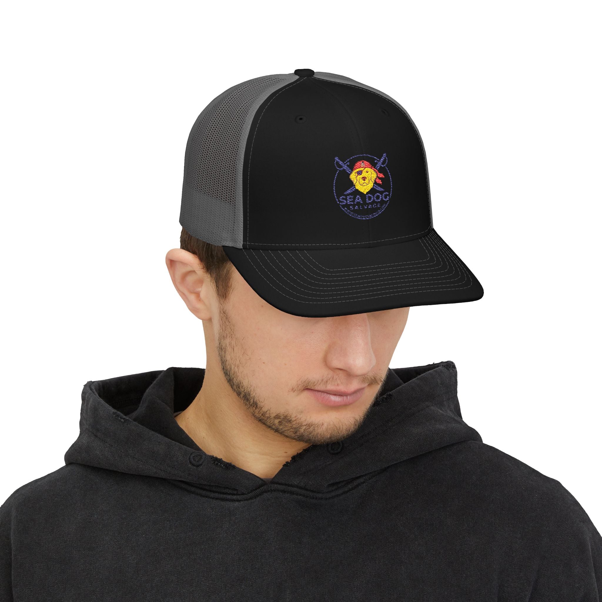 Sea Dog Trucker Cap - Embroidered Nautical Snapback Hat
