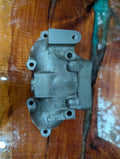 Kawasaki 750 exhaust manifold top view showing mounting flanges and water port