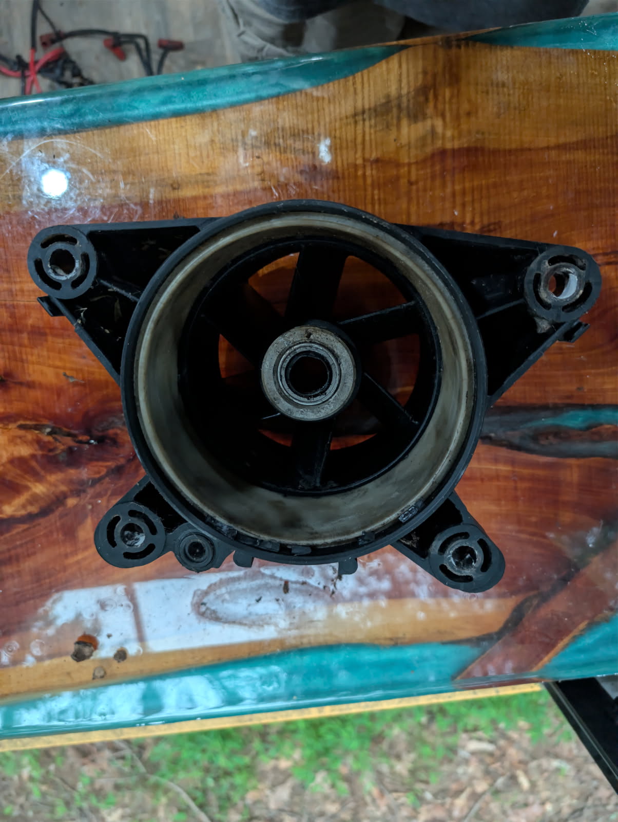 Sea-Doo Bombardier jet pump stator body outlet side showing 6-bolt mounting flange