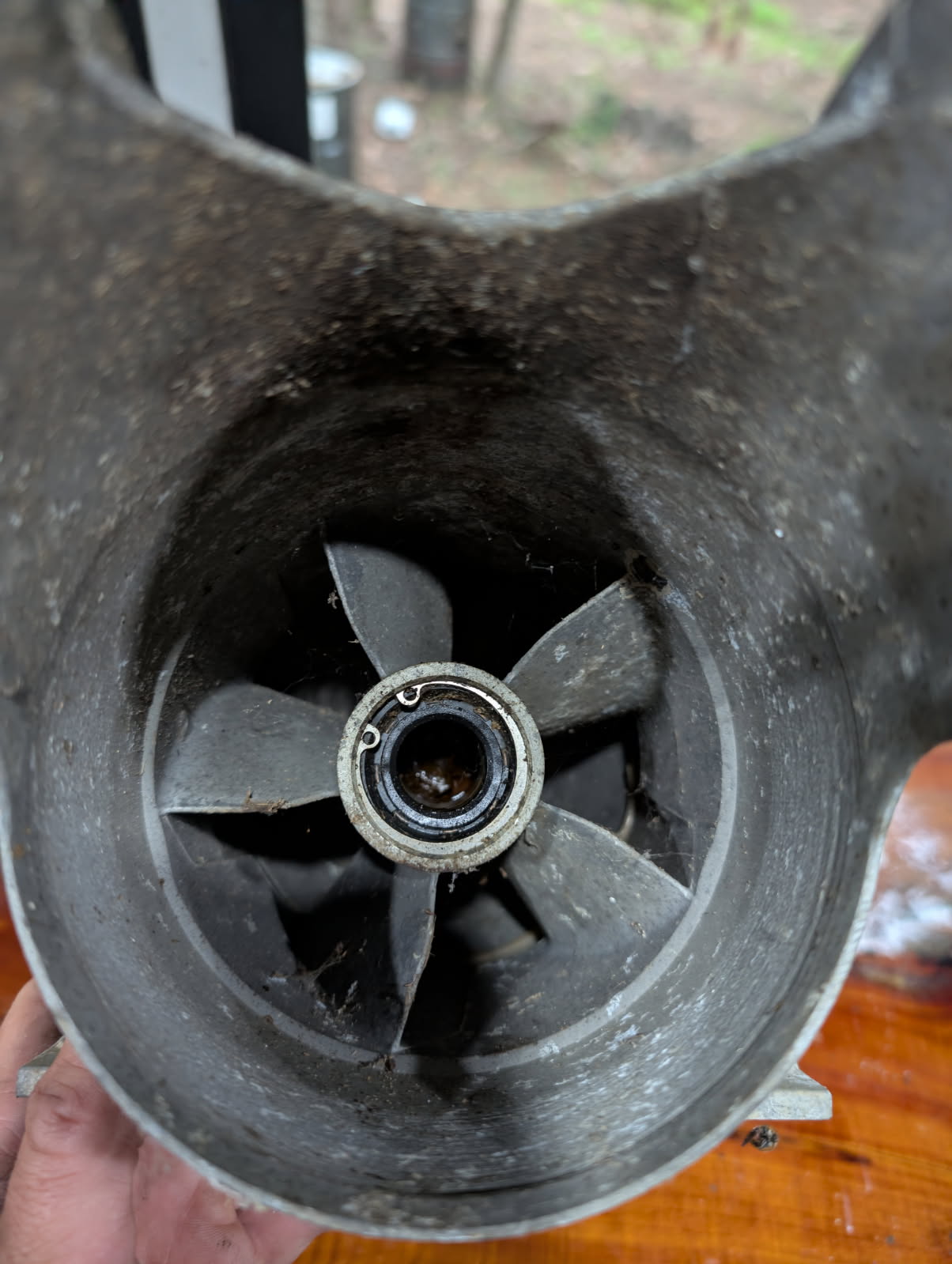 Yamaha Wave Raider jet pump housing interior showing wear ring and stator vanes