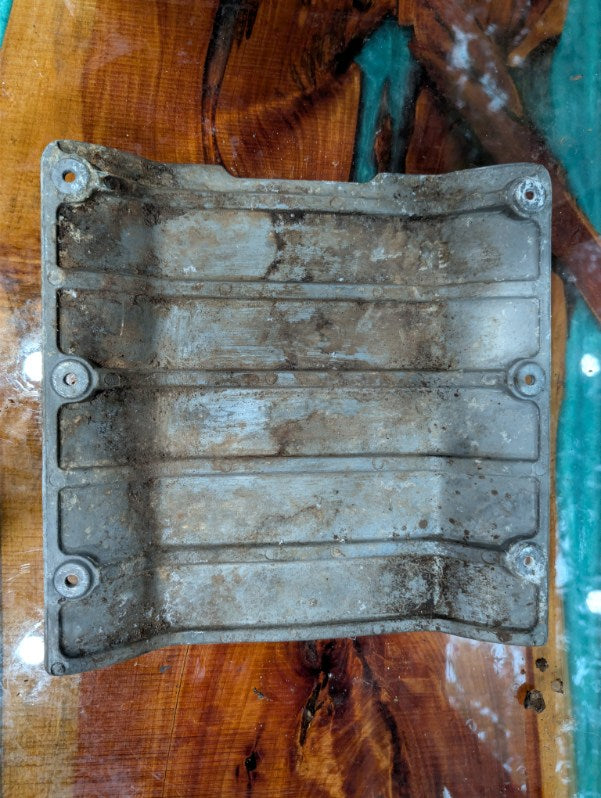 Kawasaki 750SS ride plate - underside showing ribbed fins