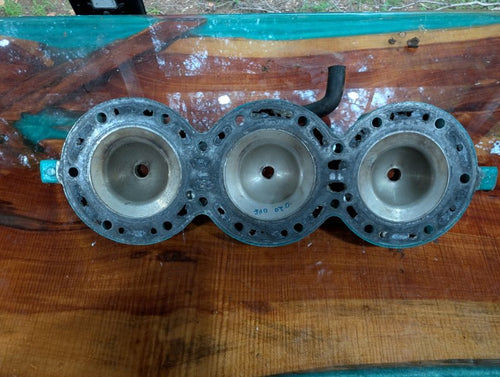 Kawasaki 1100 STX cylinder head - combustion chamber side showing 3 cylinders